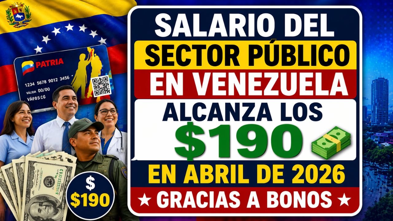 Salario del sector público en Venezuela alcanza los $190 en abril de 2026 gracias a bonos