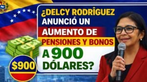 ¿Delcy Rodríguez anunció un aumento de pensiones y bonos a 900 dólares?